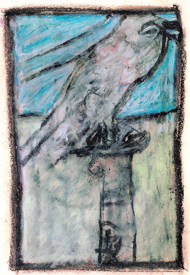 Bird on a fountain Drawing by Edgeworth Johnstone