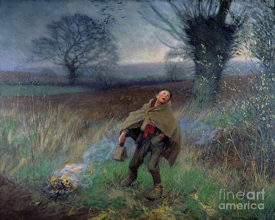 Bird Scaring, March, 1896 Painting by George Clausen
