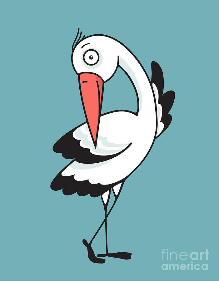 Symbol Digital Art - Bird Stork Flat Design Character. Bird by Popmarleo Symbol Digital Art - Bird Stork Flat Design Character. Bird by Popmarleo