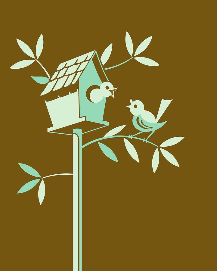 Nature Drawing - Birdhouse on Brown Background by CSA Images