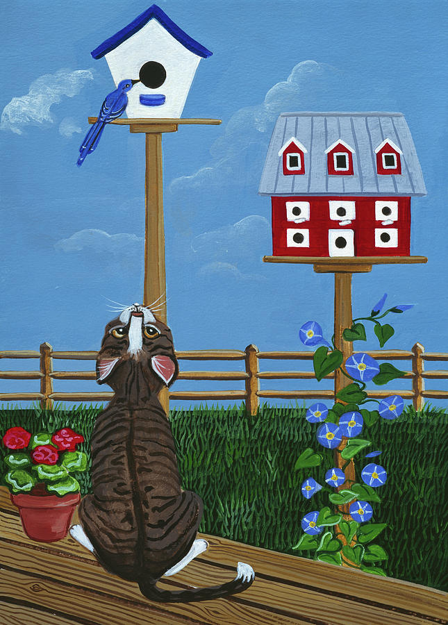 Animal Painting - Birdhouses by Jan Panico