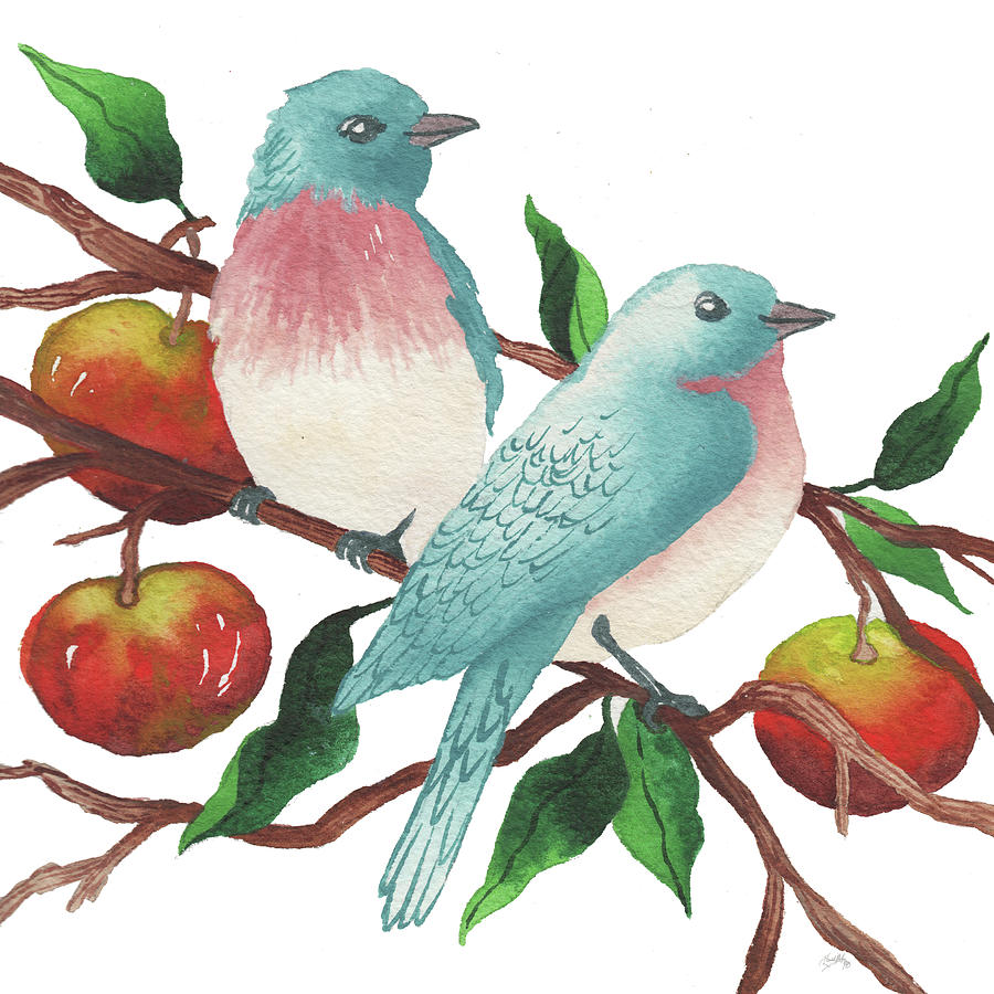Birds And Apples Digital Art by Elizabeth Medley Birds And Apples Digital Art by Elizabeth Medley