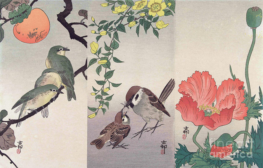 Birds And Plants Painting by Ohara Koson