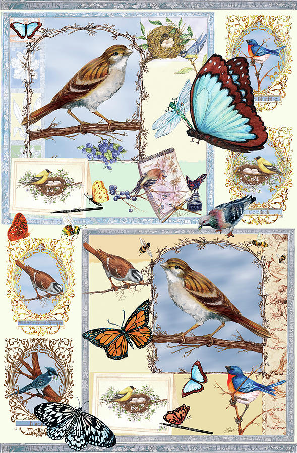 Animal Mixed Media - Birds-banner by Sher Sester