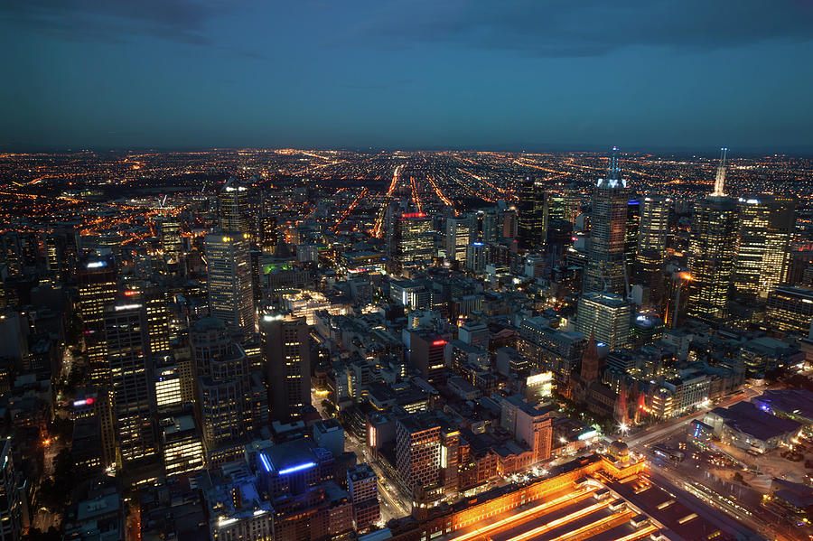 Birds Eye View Of Melbourne City At Photograph by Matteo Colombo