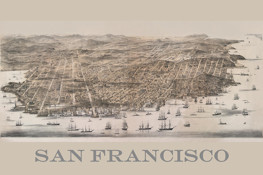 City Painting - Birds Eye View of San Francisco by Robinson & Snow