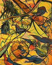 Abstract Painting - Birds in a Tree by Carmen Timm