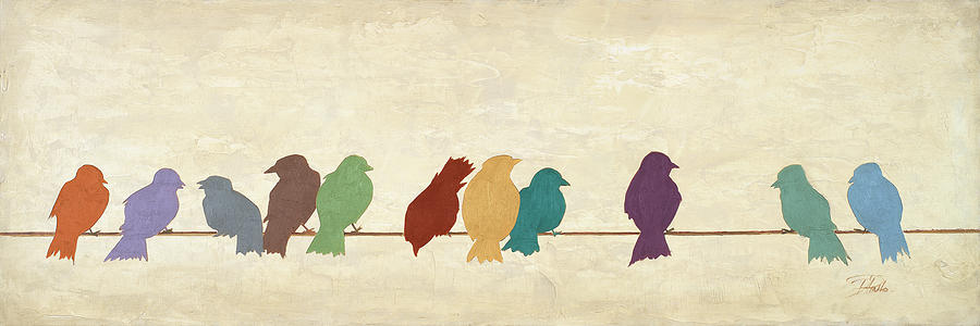 Bird Painting - Birds Meeting  (assorted Colors) by Patricia Pinto