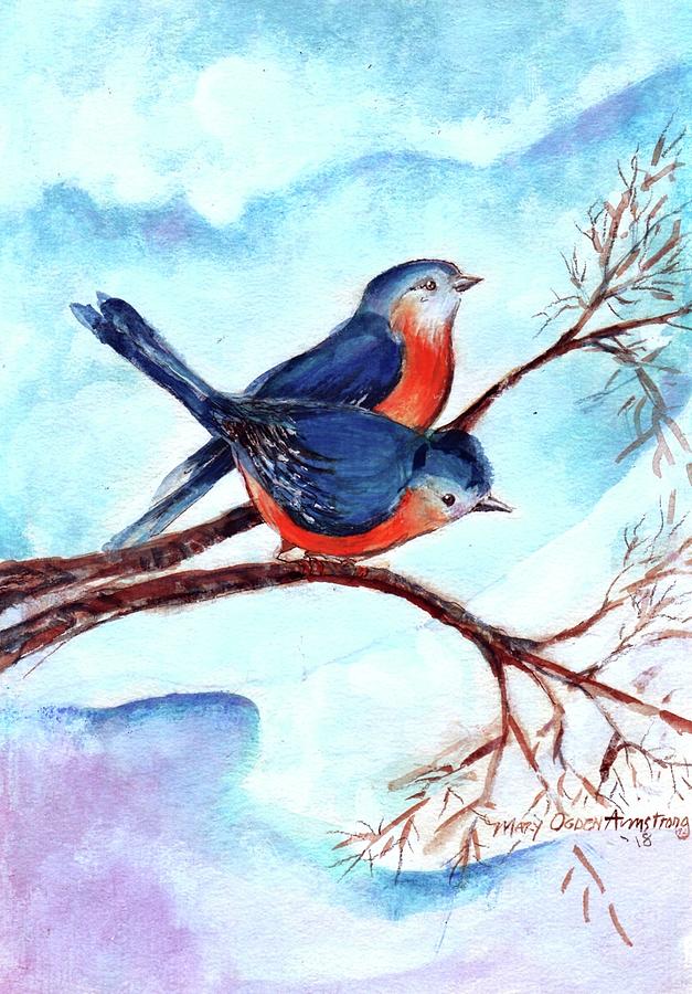 Birds Of Blue Painting by Mary Armstrong