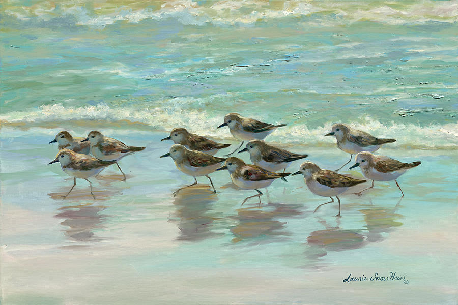Birds on the Beach Painting by Laurie Snow Hein