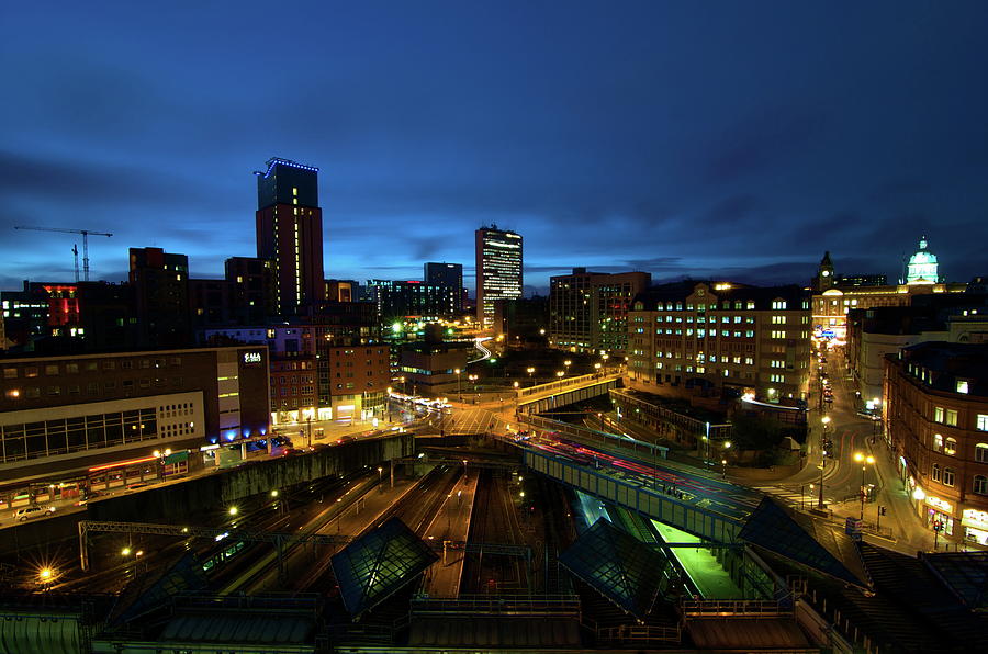 Birmingham City  Skyline, Traffic Going Photograph by Martin Pickard