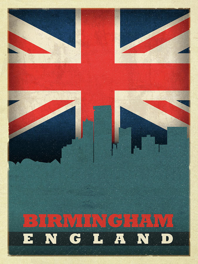 Birmingham England World City Flag Skyline Mixed Media by Design ...