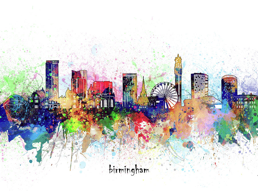 Birmingham Skyline Artistic Digital Art