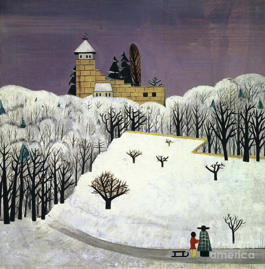 Birseck Castle in the Snow, 1922  Painting by Fritz Baumann