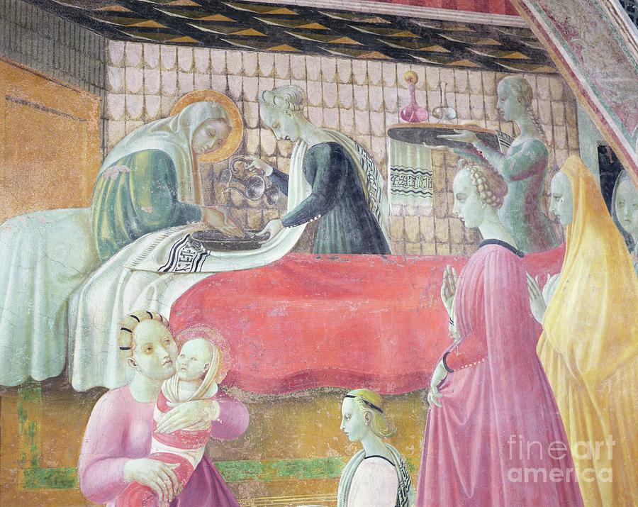 Birth Of The Virgin, From The Chapel Of The Assumption, 1440 Fresco Painting by Paolo Uccello