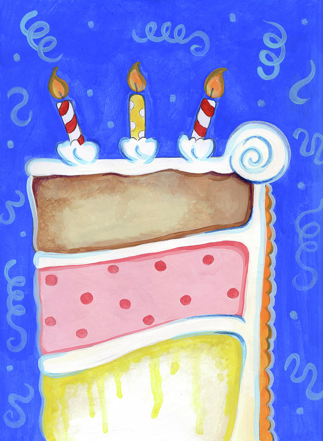 Holiday Mixed Media - Birthday Cake Blue by Valarie Wade