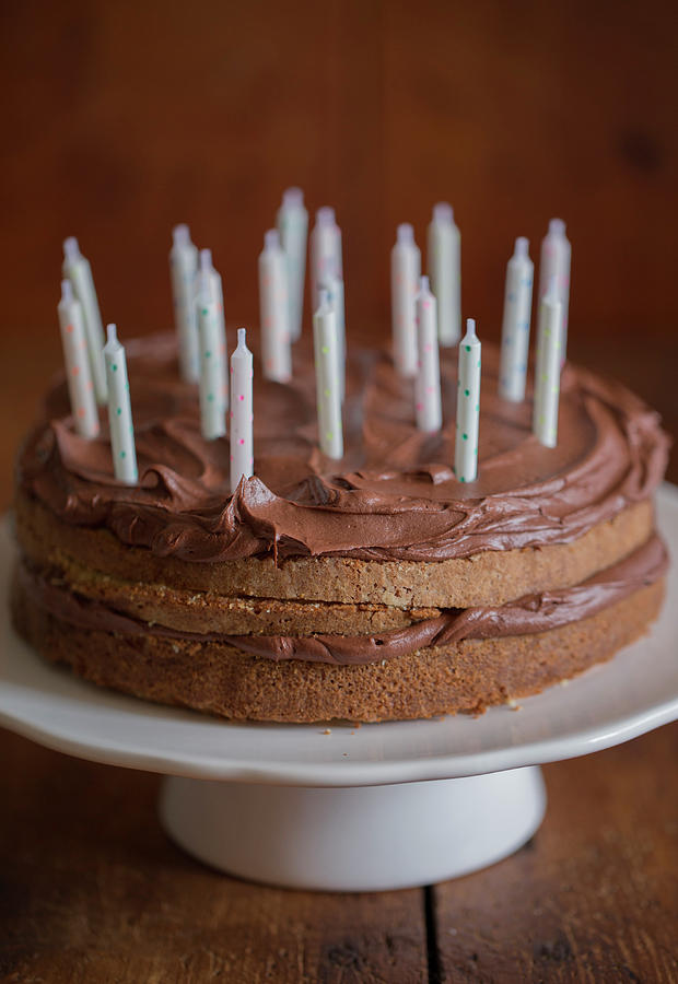Birthday Chocolate Cake With Candles Photograph by Eising Studio