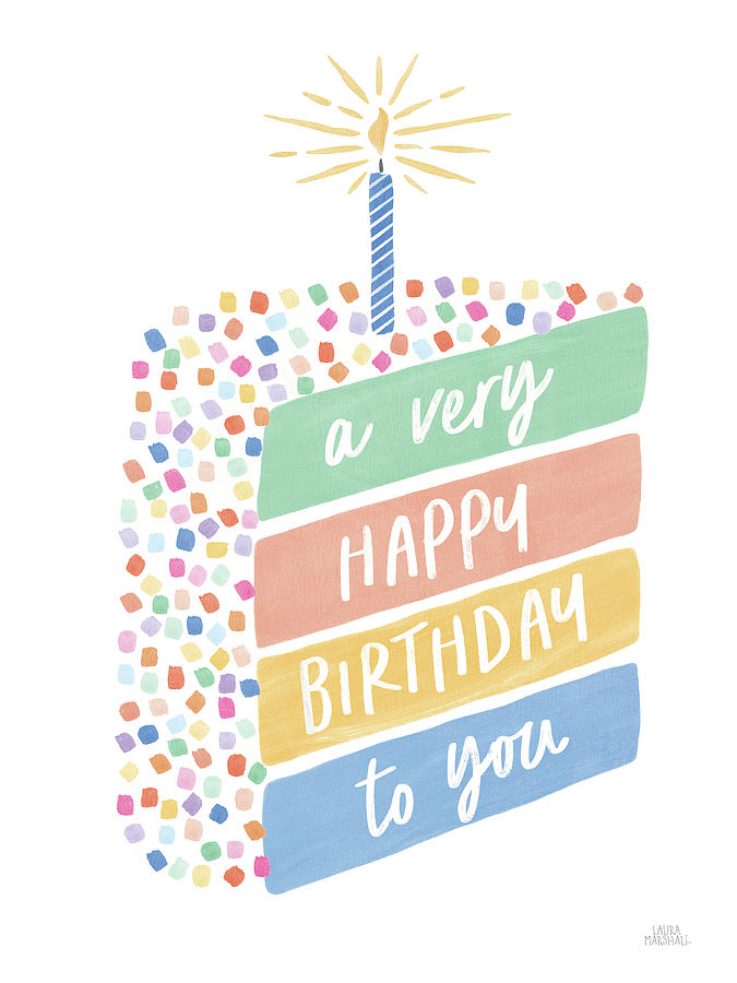 Cake Mixed Media - Birthday Wishes I by Laura Marshall