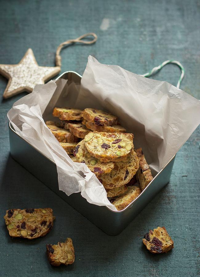 Biscotti With Cranberry, Apricot, Almond And Pistachios Photograph by Zuzanna Ploch