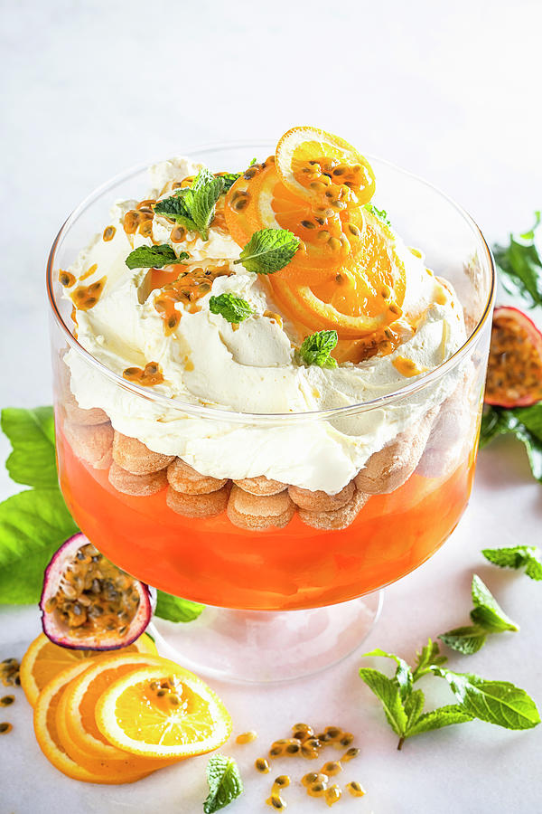 Biscuit-cream-trifle With Aperol Spritz Photograph by Great Stock!