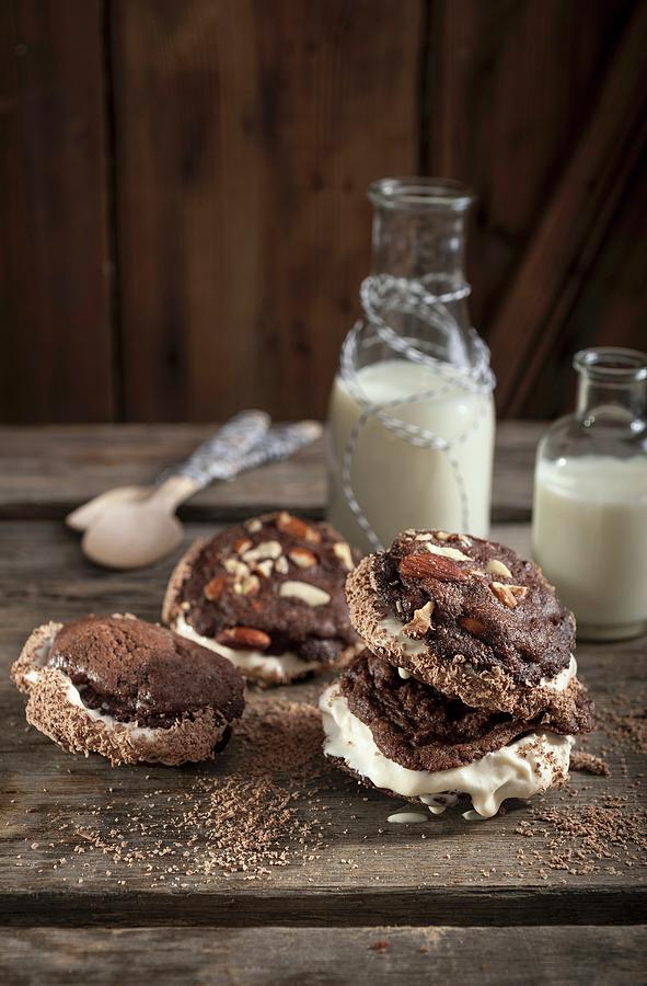 Ice Cream Photograph - Biscuit Sandwiches With Vanilla Ice Cream by Great Stock!