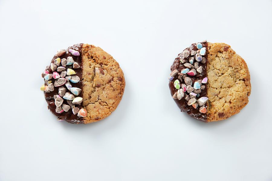 Biscuits Decorated With Chopped Chocolate Beans Photograph by Christophe Madamour