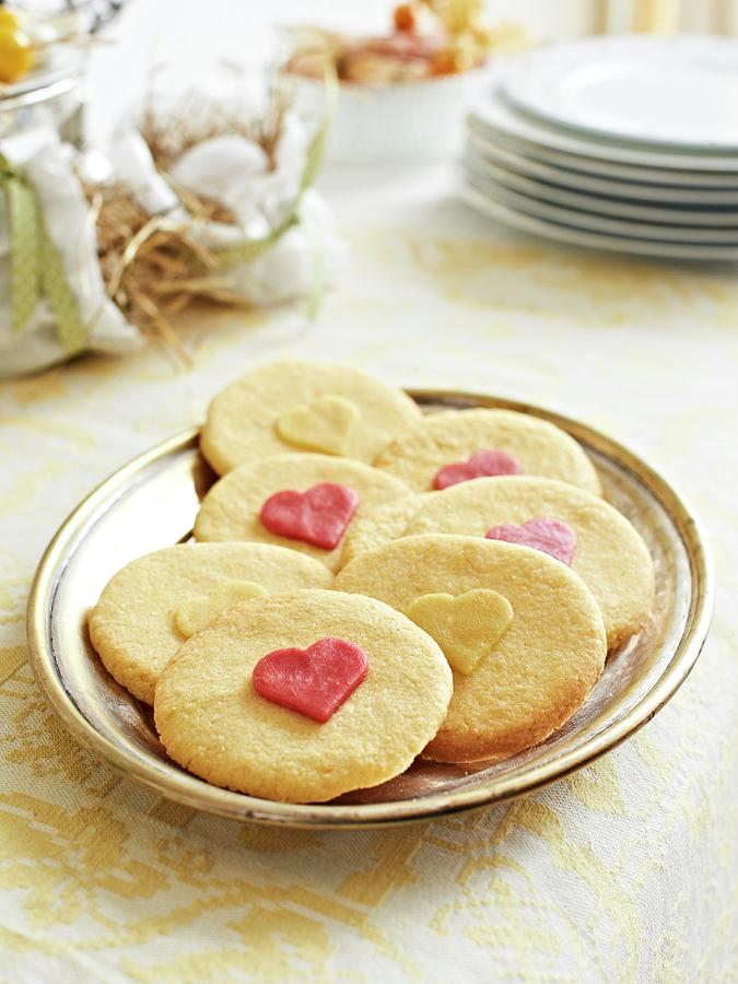 Biscuits Decorated With Hearts For An Easter Brunch Photograph by Hannah Kompanik