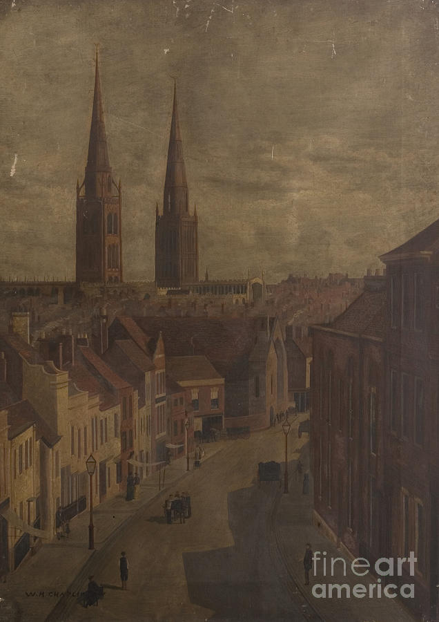 Bishop Street, Coventry, C.1885 Painting by Walter H. Chaplin