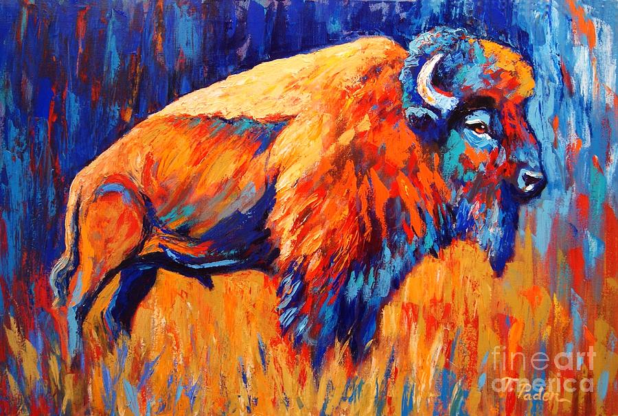 Bison Painting - Bison at Dusk by Theresa Paden