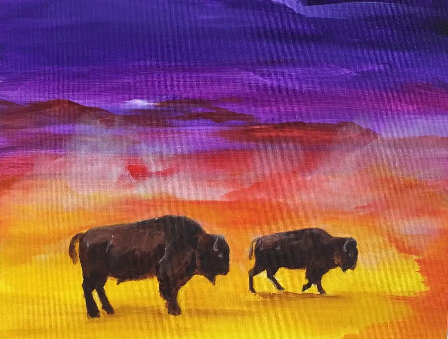 Bison of Yellowstone Painting by Ellen Canfield