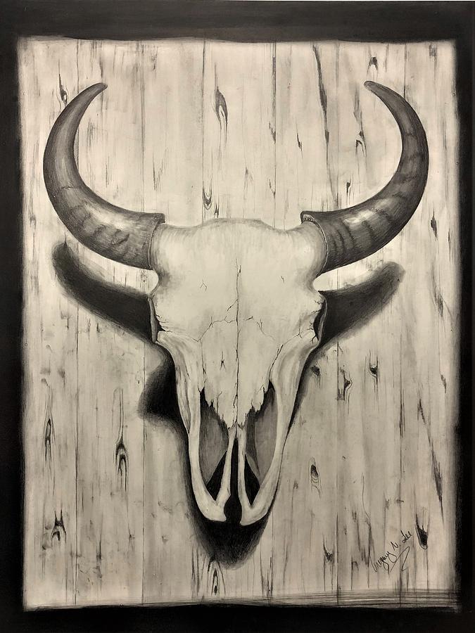 Bison Skull Drawing by Gregory Lee