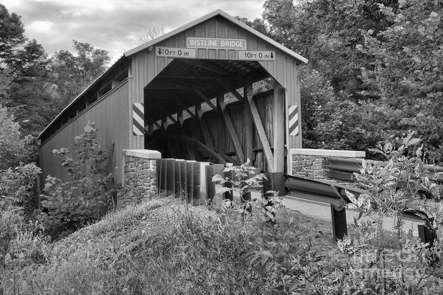 Bistline Covered Bridge Black And White Photograph by Adam Jewell
