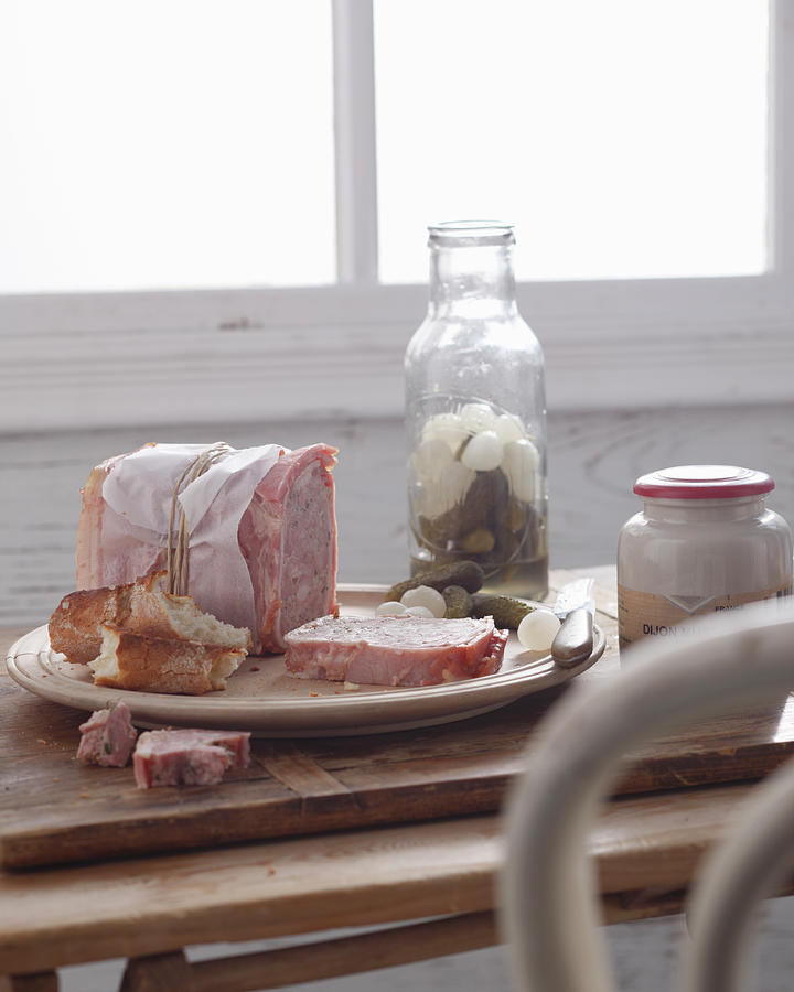 Still Life Digital Art - Bistro Table With Pork Terrine, Pickled Onions And Cornichon by Brett Stevens