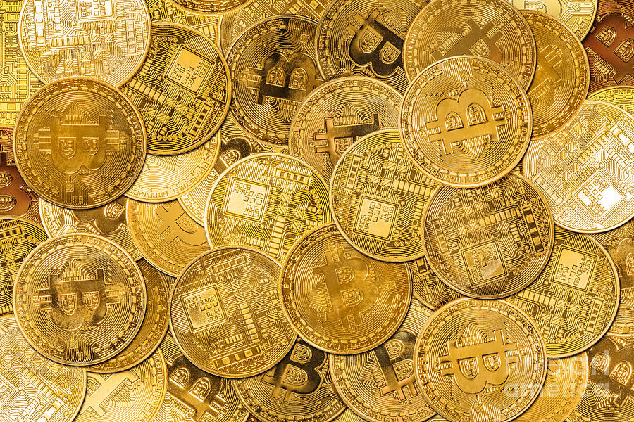 Bitcoin coins background Photograph by Benny Marty