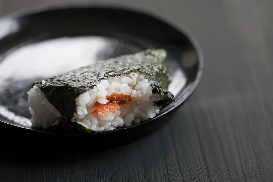Bitten Onigiri Filled With Salmon japan Photograph by Martina Schindler