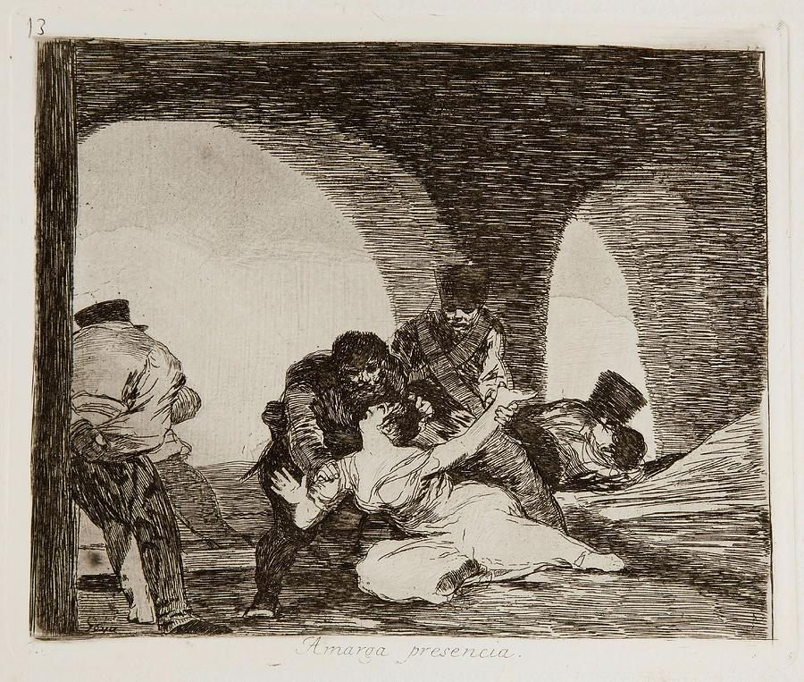Bitter presence. 1810 - 1814. Wash, Etching, Burnisher, Burin o... Painting by Francisco de Goya -1746-1828-