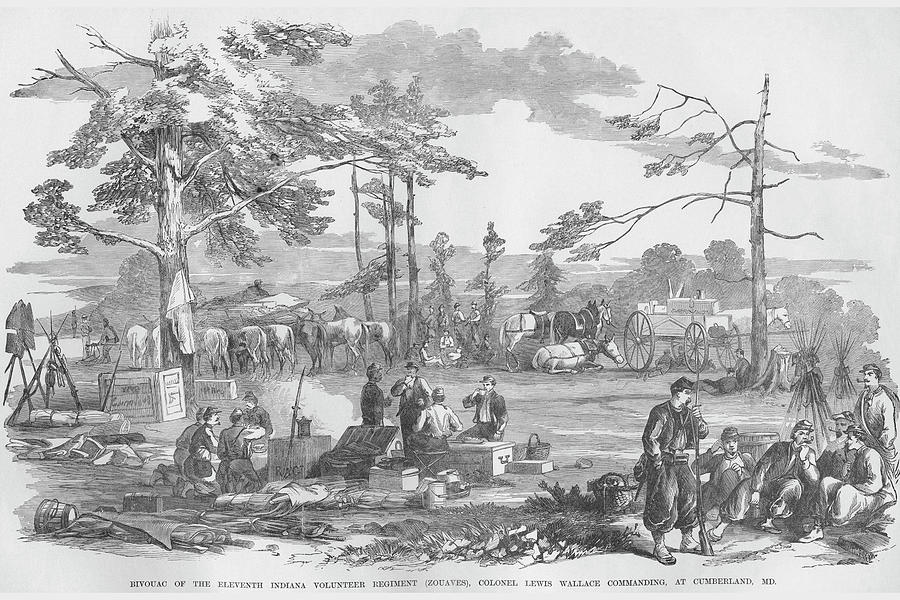Bivouac , 11th Indian Volunteers, Zouaves Painting by Frank Leslie