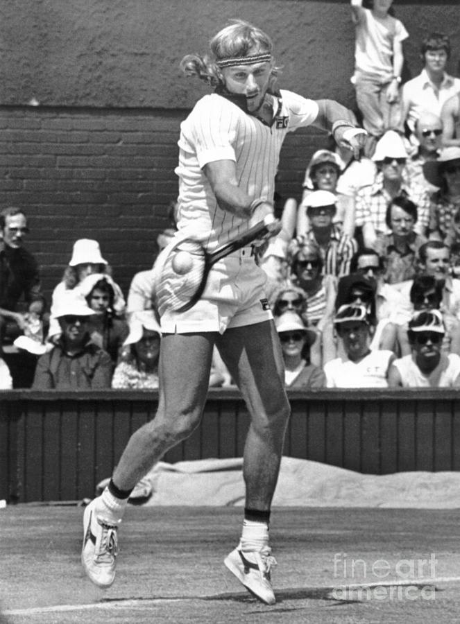 Bjorn Borg Hitting Forehand At Wimbledon Photograph by Bettmann