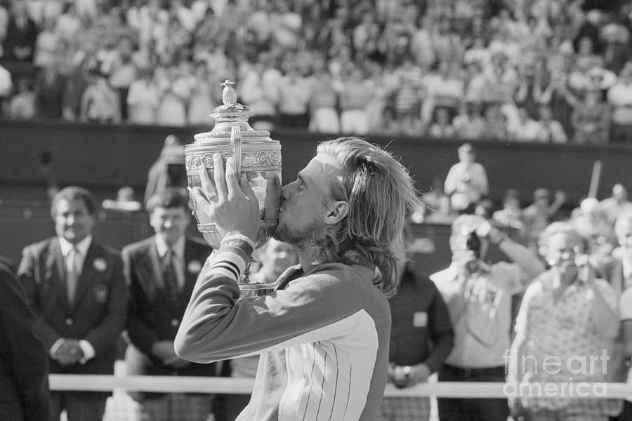 Bjorn Borg Holding Wimbledon Trophy Photograph by Bettmann