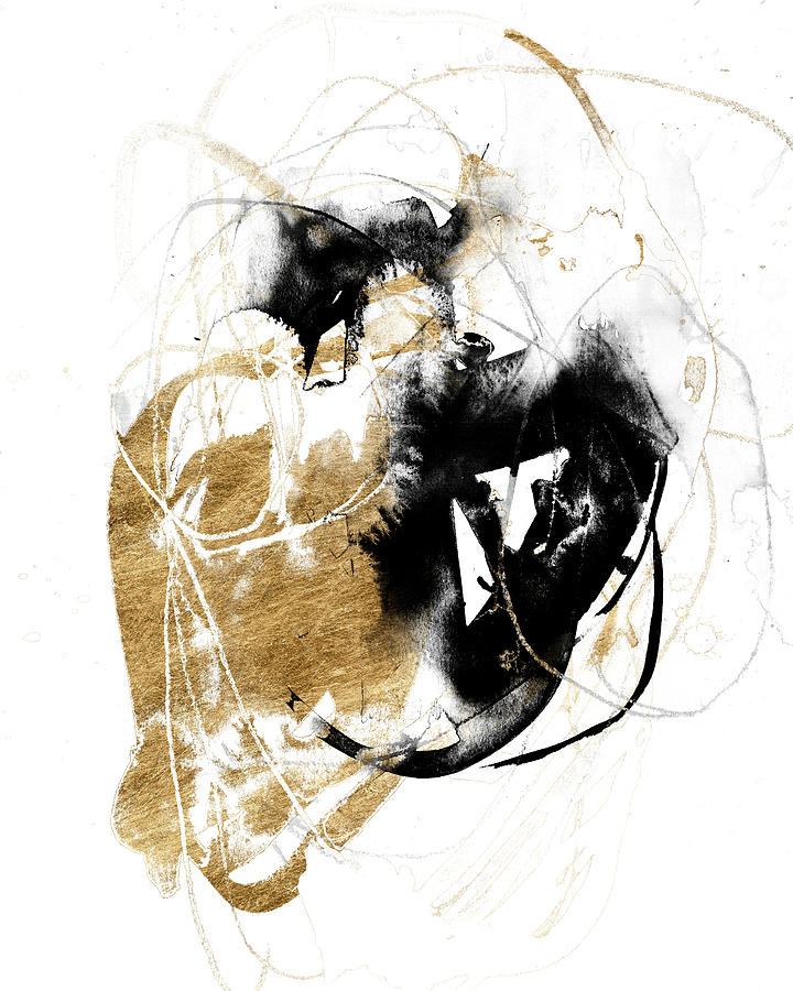 Abstract Painting - Black & Gold Splash IIi by Jennifer Goldberger