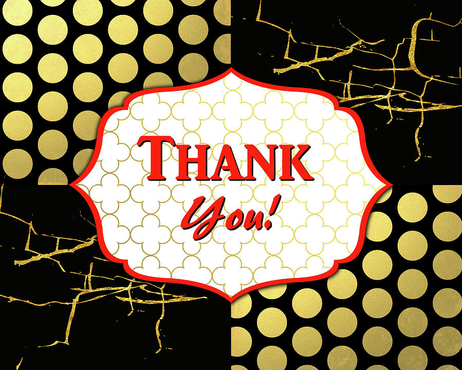 Pattern Mixed Media - Black & Gold - Thank You 6 by Lightboxjournal