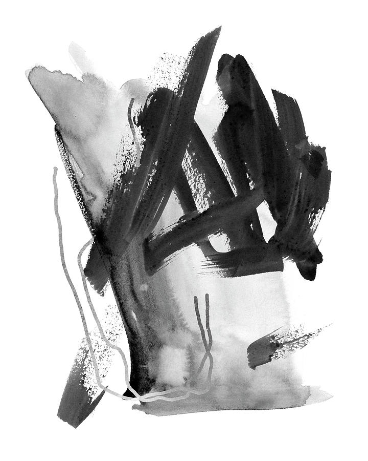 Abstract Painting - Black & Grey Collide I by Melissa Wang