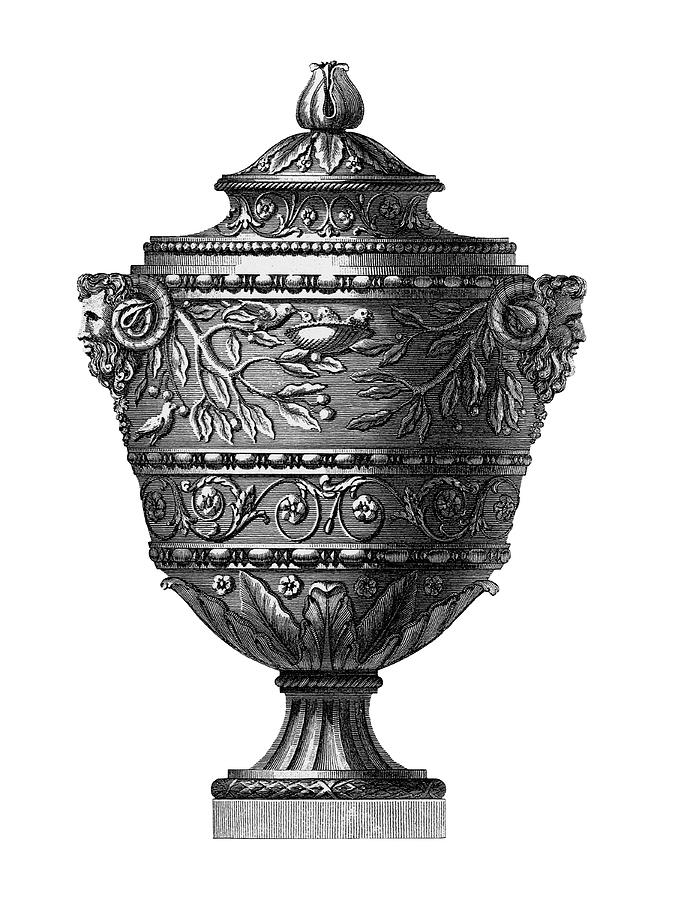 Vase Painting - Black & White Urn II by Vision Studio