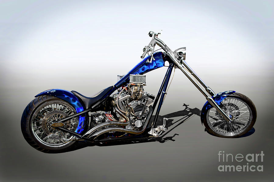 Motorcycle Photograph - Black and Blue Chopper II by Dave Koontz
