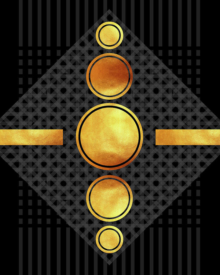 Black And Gold Abstract - Modern Geometric Abstract - Pattern Design - Art Deco Abstract Mixed Media