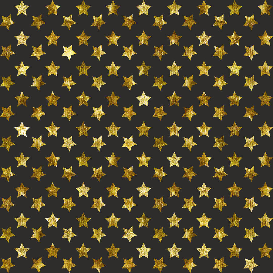 Black And Gold Stars Pattern Digital Art By Printable Pretty