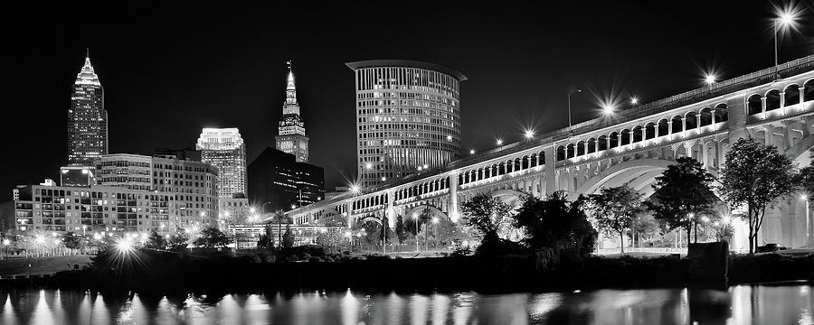 Cleveland Photograph - Black and Night Panoramic Light by Frozen in Time Fine Art Photography