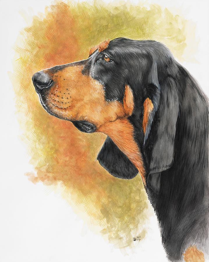 Dog Painting - Black And Tan Coonhound by Barbara Keith