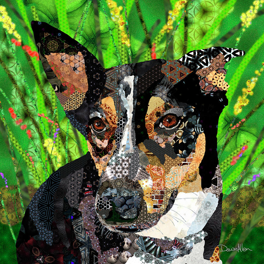 ©oons Dog 16x16" Framed Mixed Medium on Distressed AluminumBalloon Dog 