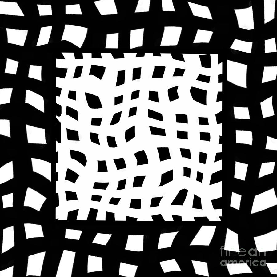 Black and White Abstract Curved Lines by Delynn Addams for Home Decor Digital Art by Delynn Addams